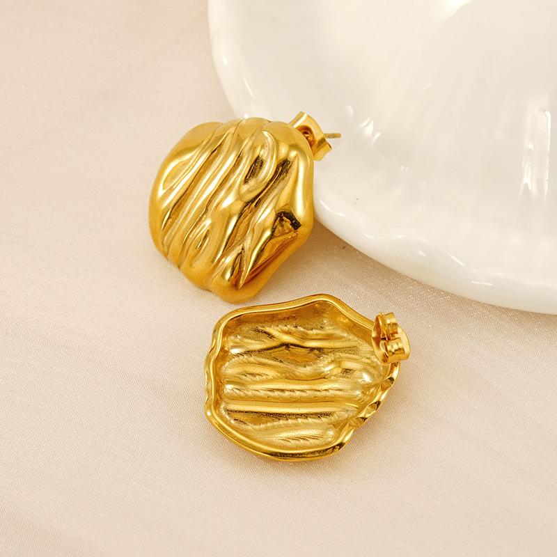 2025 Новые серьги-гвоздики из нержавеющей стали 18-каратного золота с нерегулярной геометрической формой, серьги премиум-класса для женщин