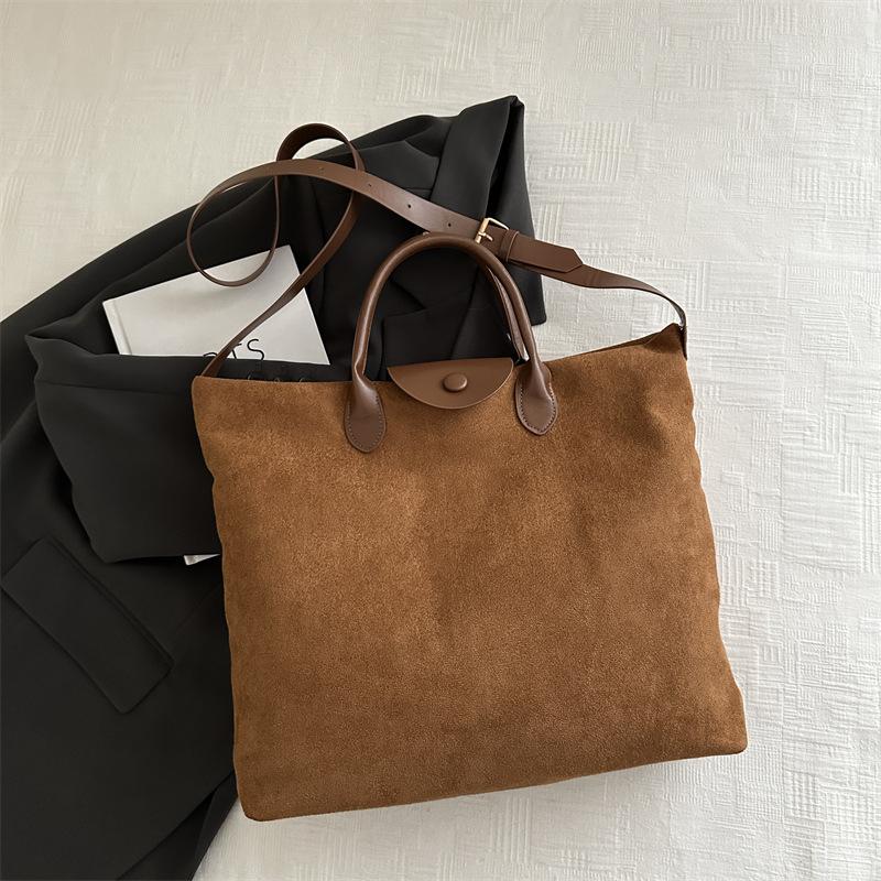 Матовая большая вместимость осенняя однотонная повседневная ретро-сумка-тоут сумка через плечо для поездок на работу