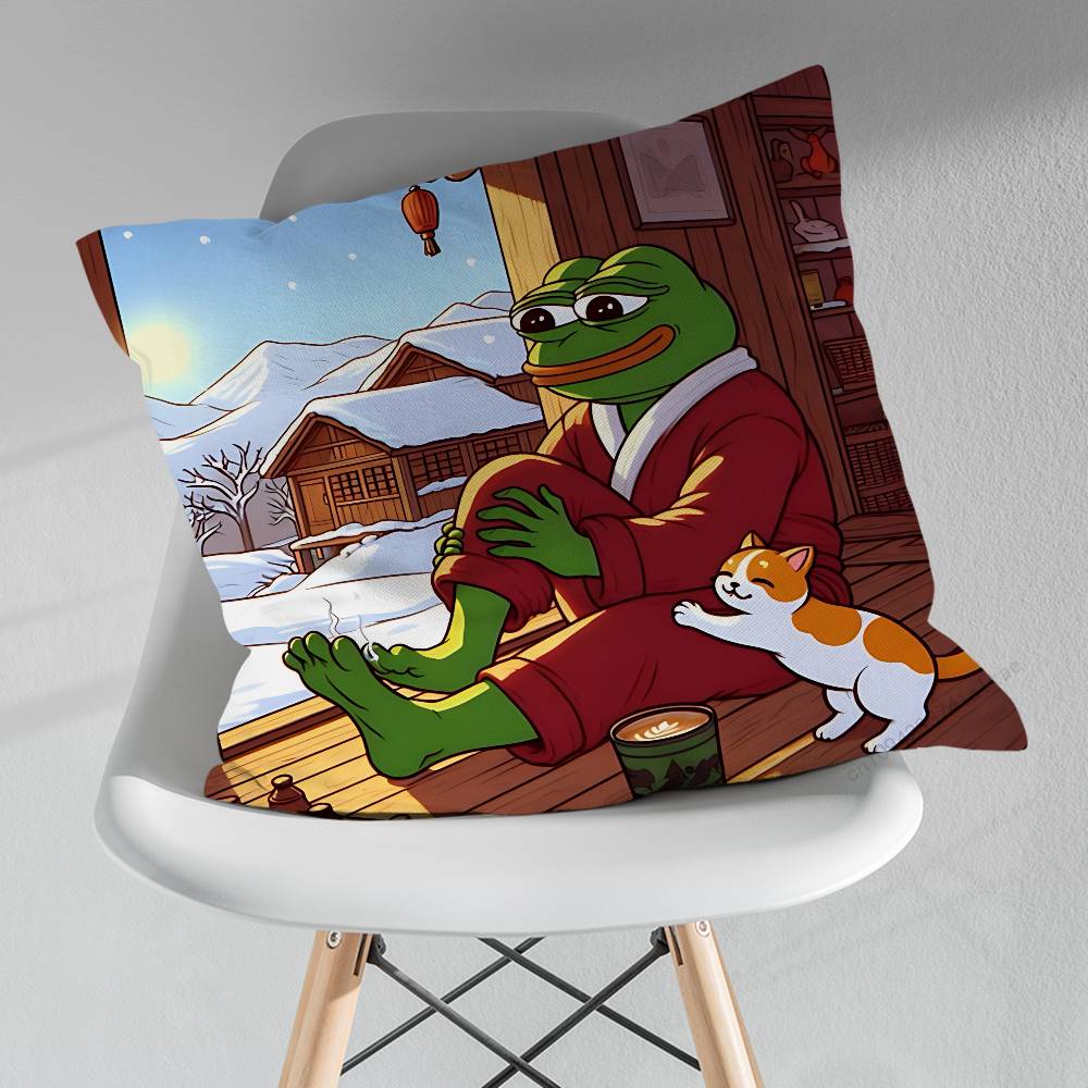 Funny Art PPepe The Frog Throw Pillow Case Living Room Sofa Cushion Cover For Home Bedroom Decoration Protector