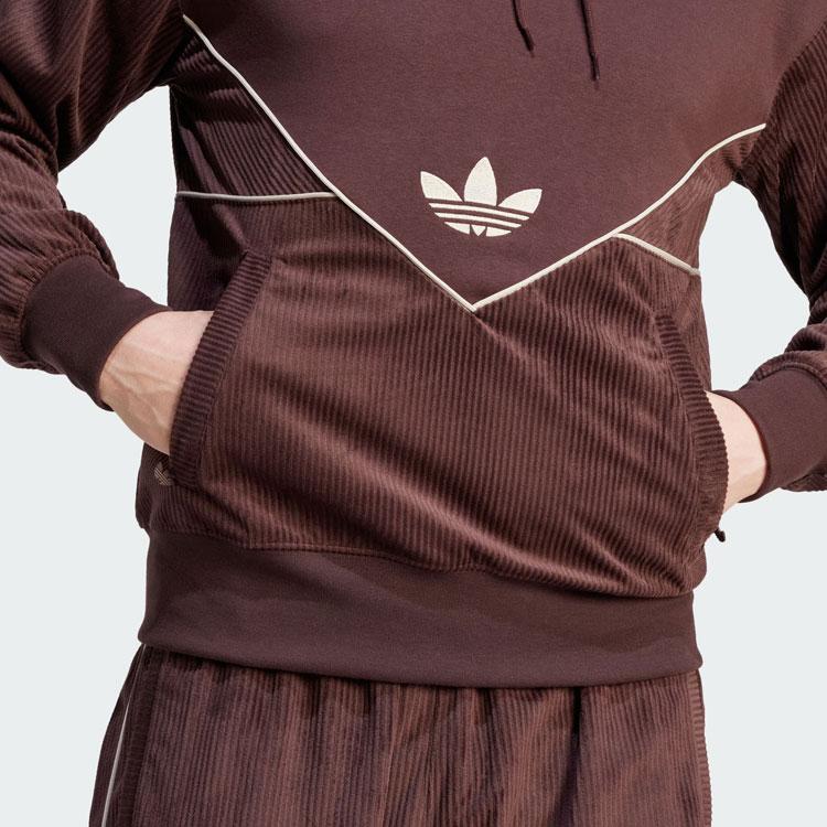 Adidas Оригиналы Adicolor, сезонная вельветовая толстовка с вышитым логотипом, лоскутная мужская толстовка, темно-серая, коричневая II5788