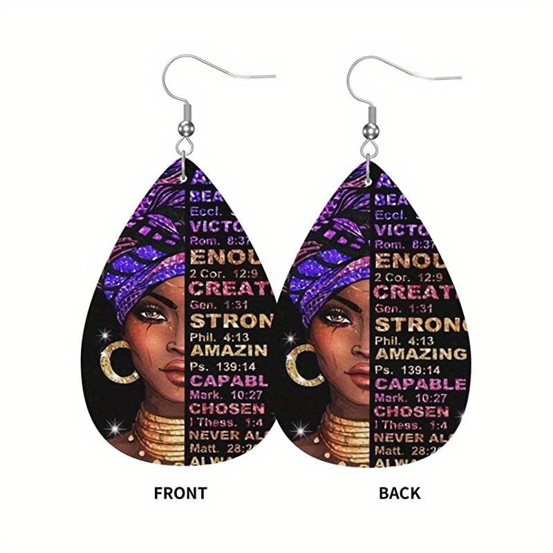 Богема Цыганка с серьгами Принт Серьги-капли из ПУ для женщин Девушек Серьги-подвески с буквой Вечеринка Украшения Новогодние Рождественские подарки