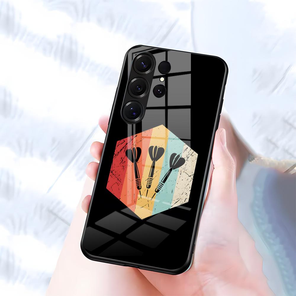 Чехол для телефона Playroom с принтом дартс для Samsung S26 S25 S24 FE S23 S22 S21 Plus S20 Ultra Note20Ultra Черный стеклянный чехол