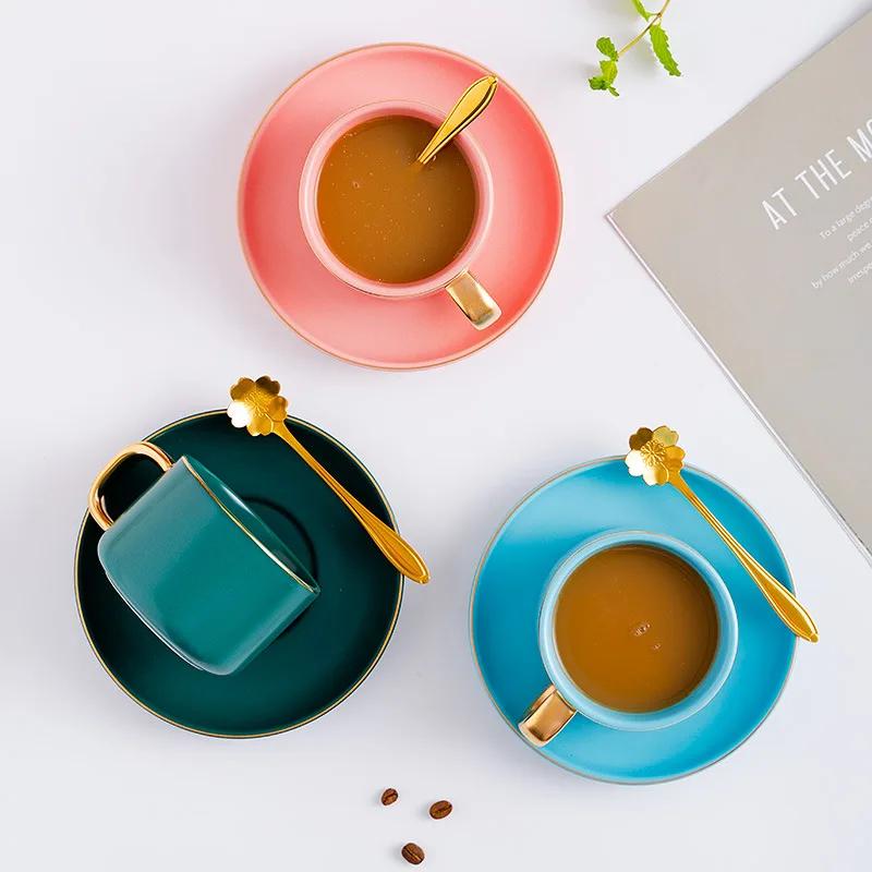 Керамическая кружка Многоразовый набор кофейных чашек Чашки для эспрессо Чашки для кофе и чая Столовые приборы Аксессуары Фарфоровое блюдце Кофейная посуда Бар