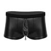 Men's Sexy Underwear Panties Faux Leather Underpants Male's Bulge Pouch Low Rise Boxer Briefs Shorts