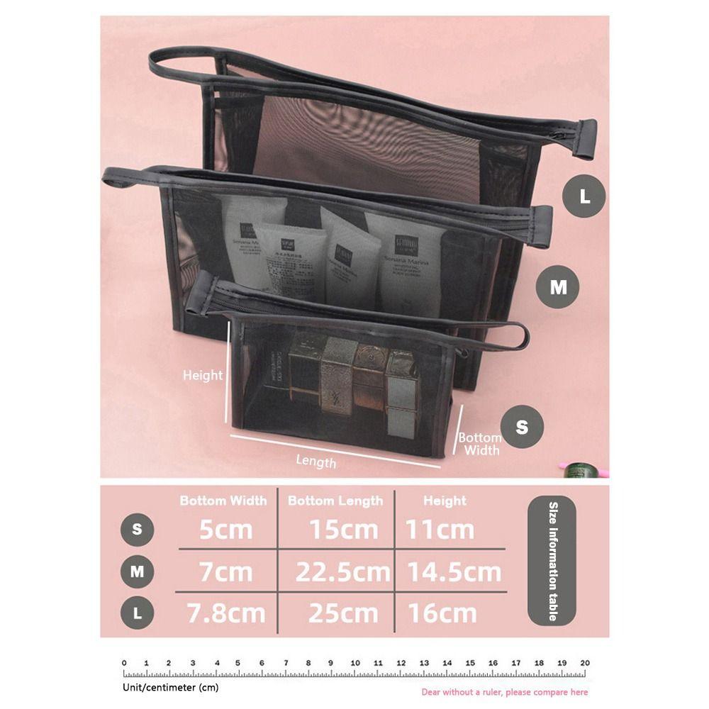 Mesh Transparent Makeup Bag Simple Style Portable Lipstick Storage Bag Large Capacity Organization Bag Toiletries Organization