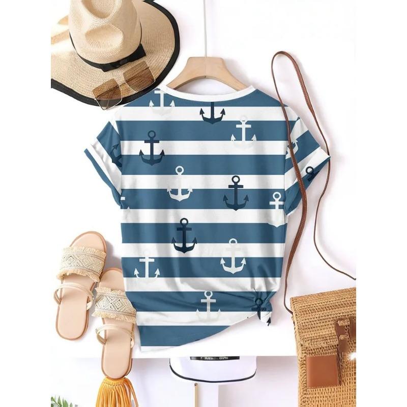 Полосатая графическая 3D футболка женская летняя с V-образным вырезом и коротким рукавом, праздничная повседневная футболка, женская уличная одежда, футболка оверсайз