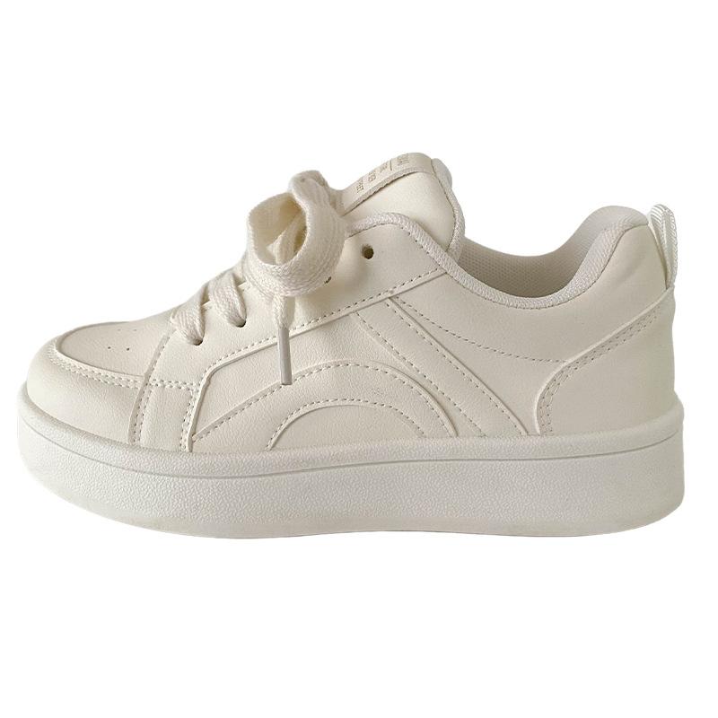 B2301 латексная стелька/платформа белые туфли женские туфли с круглым носком весна 2025 новые универсальные туфли для доски повседневные хлеб