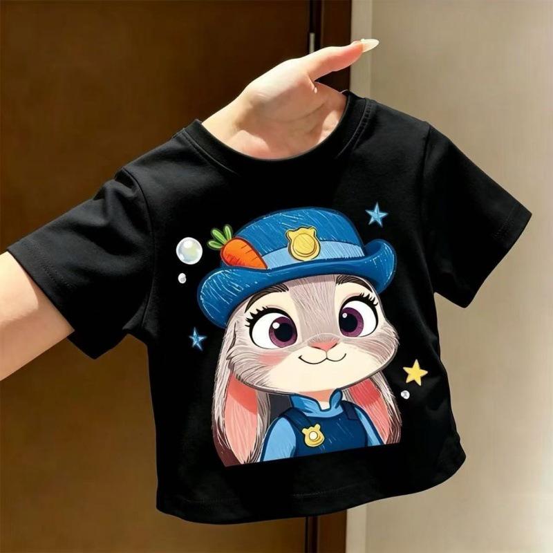 2026 Crazy Animals Cartoon T-Shirt for Girls - Round Neck, Short Sleeve, Summer Style