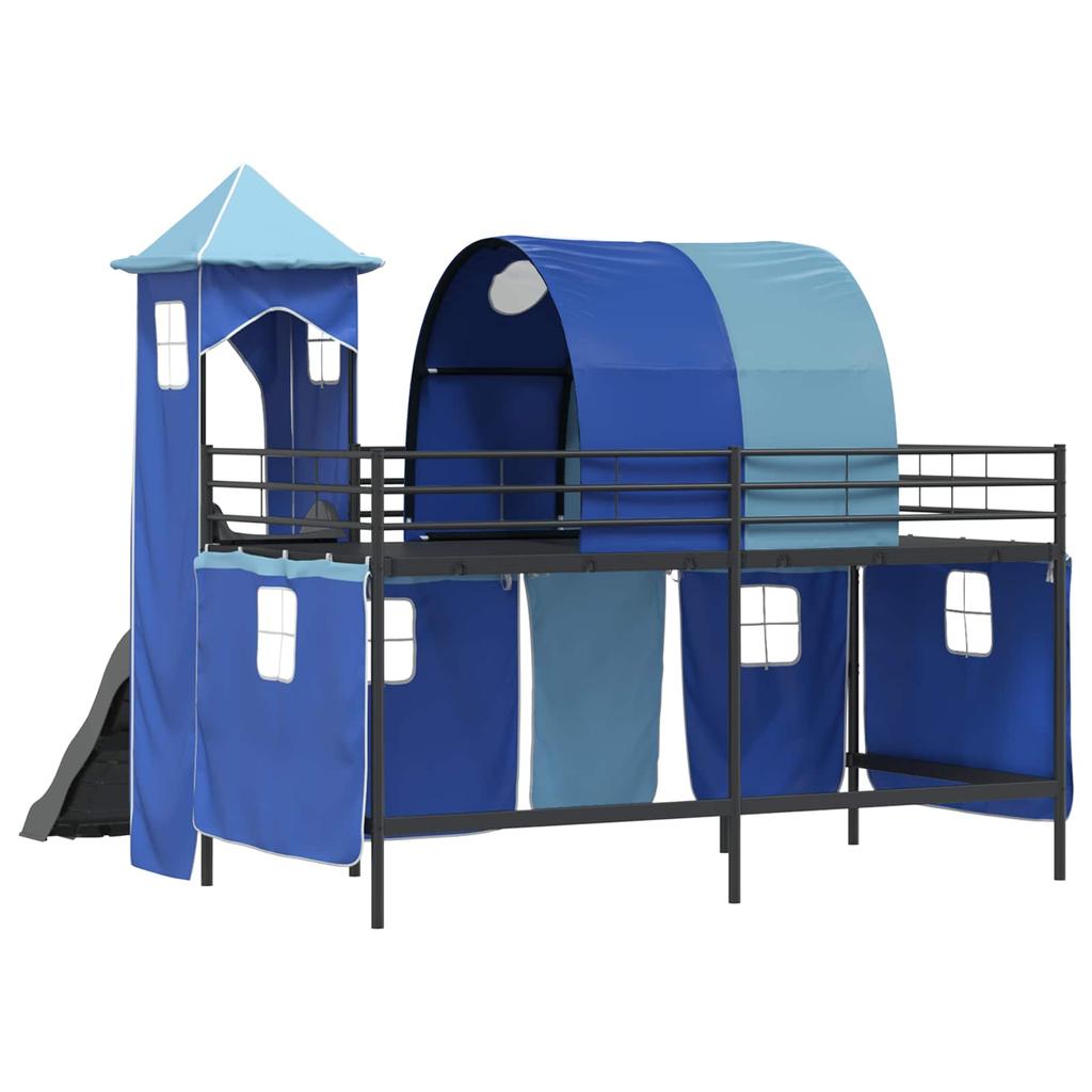 Kids Loft Bed Black and Blue 80 x 200 cm Metal