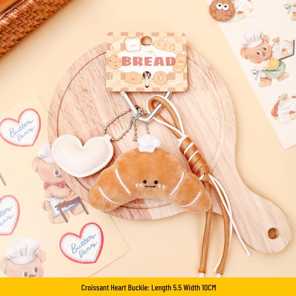 Cute Miu Style Cartoon Bread Plush Doll Keychain Ornament
