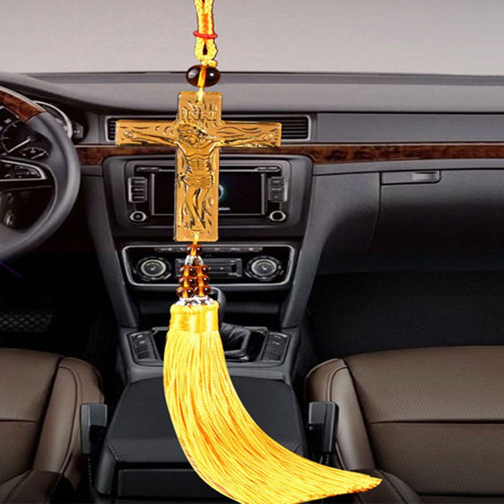 Хрустальный крест Иисуса Христа, автомобильный кулон, автомобильные украшения, христианский орнамент, крестовый кулон