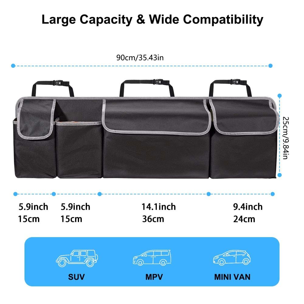 High Capacity Car Trunk Organizer Multi-use Car Seat Back Organizers  For SUV Truck MPV