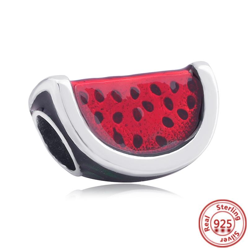 Новый S925 Серебряный Ручная Роспись Красный Циркон Арбуз ЭКГ Бусины Подходит Оригинальный Браслет Браслеты Женщины DIY Ювелирные Изделия