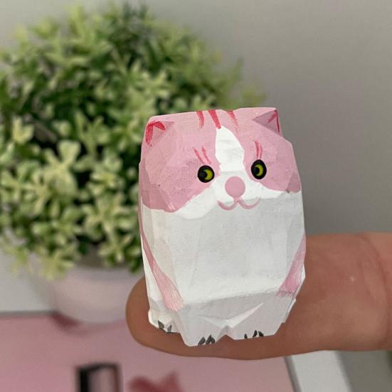 Деревянная резная фигурка собаки кошки, ручная резьба по дереву, небольшая статуэтка животного, скульптура для домашнего офиса, рабочего стола