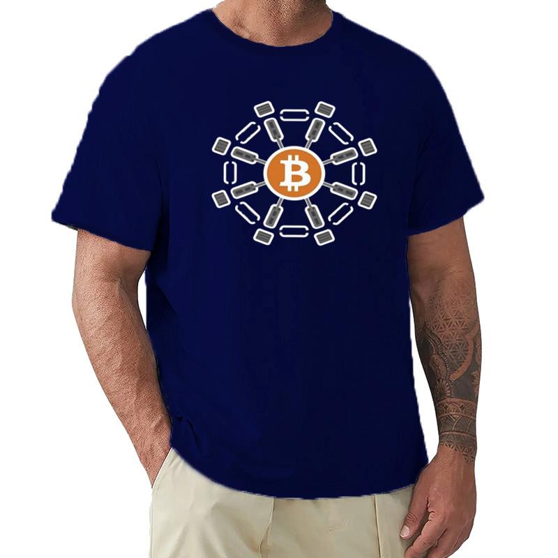 Bitcoin Surrounded By Blockchain Links Unisex TShirt Fashion Plus Size T Shirts Unisexs ONeck Cotton Tees Short Summer Male