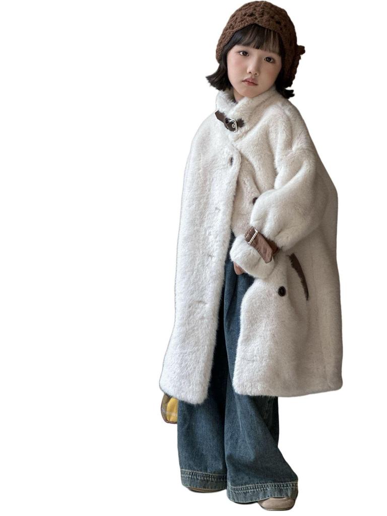 Детское пальто средней длины из искусственного меха норки - Зимняя коллекция 2025
