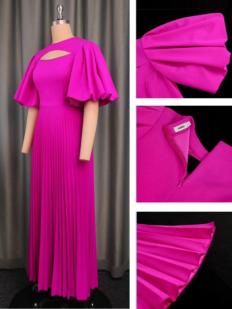 AOMEI Плиссированные вечерние платья с розами для женщин, сексуальные короткие рукава-фонарики с вырезом на груди, элегантные африканские платья для празднования дня рождения, свадьбы, гостя