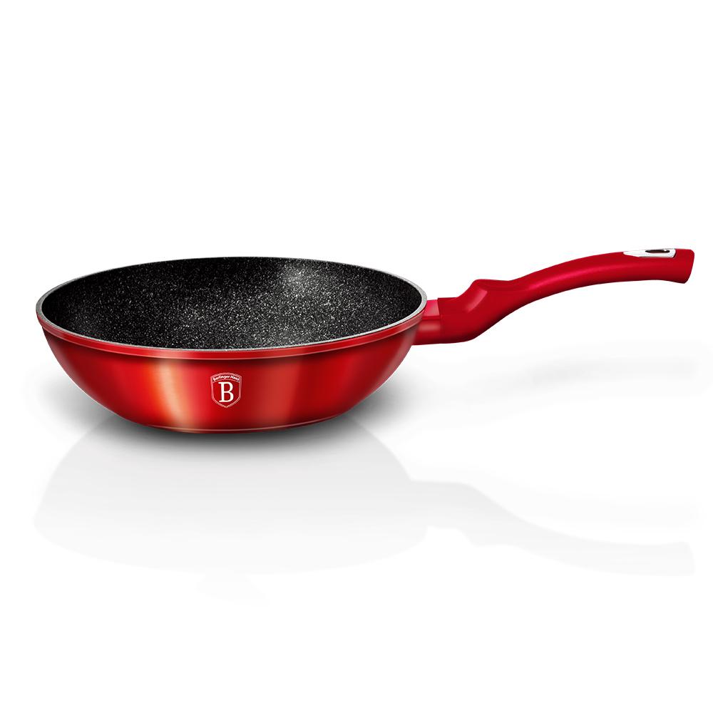 Wok z powłoką granitową 28cm BERLINGER HAUS Metallic Line Burgundy BH-1267-N