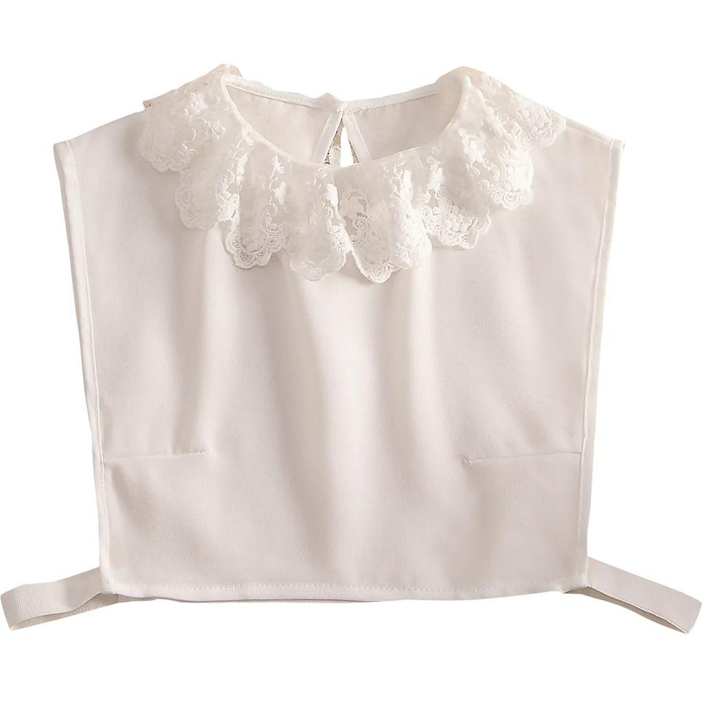 Solid Color Embroidery False Collars for Women Black White Detachable Shirt Fake Collars Blouse Top Half Shirt Decoration