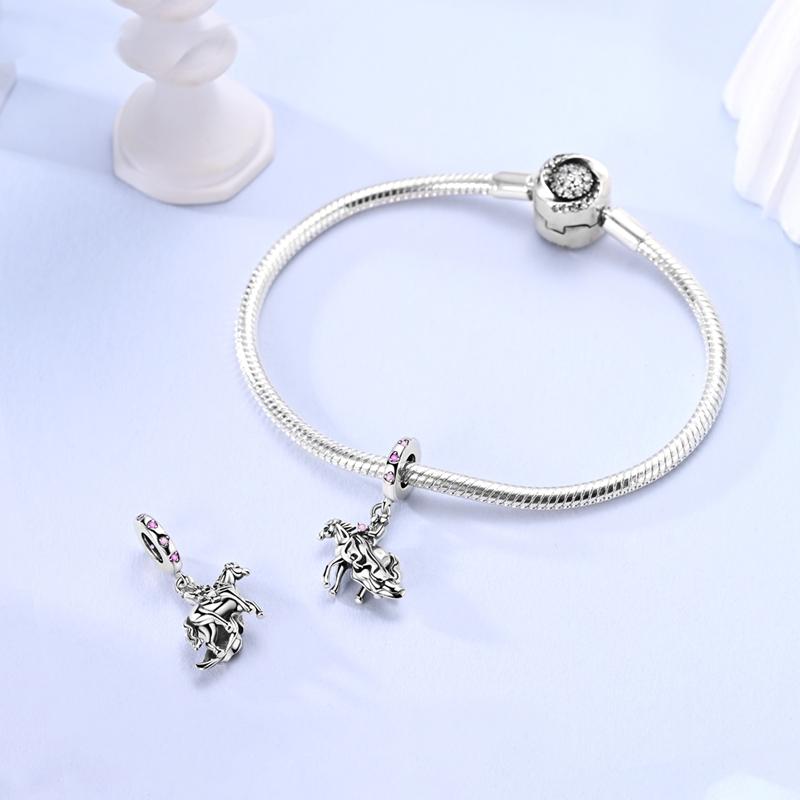 Шармы Plata Сказочная Невеста Жених Белая Лошадь Подвески Подходят к Оригинальным Браслетам Шармы Для Женщин Изготовление Украшений Подарки