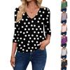Women's Fashion Casual V-Neck Three-Quarter Sleeve Print Top
