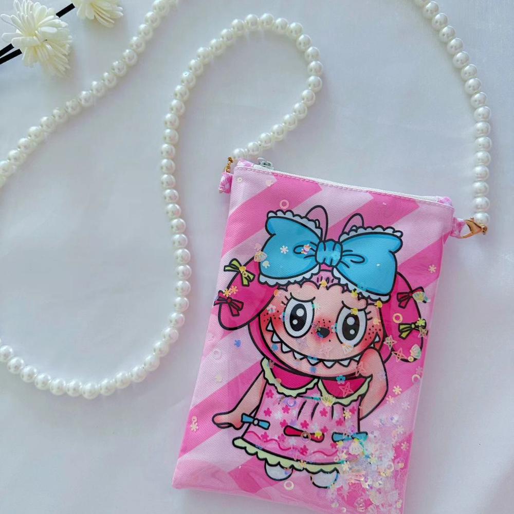 Сумка для мобильного телефона с мультяшным принтом Лабубу, зыбучими песками, кошелек для монет, сумка для ключей, на молнии, для хранения, сумка через плечо CLE