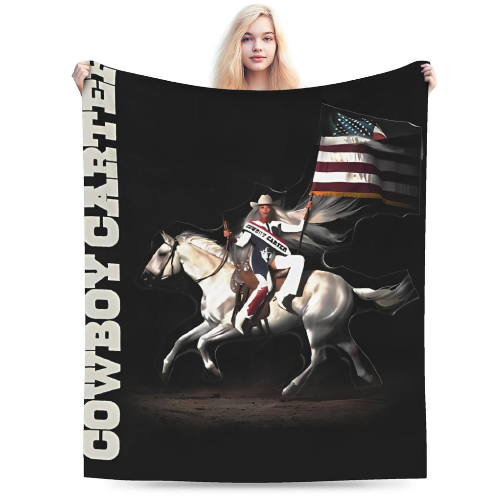 Супер Мягкое Пледовое Одеяло Beyonce Cowboy Carter Tour Премиум Флис Фланель Постельное Одеяло Уютный Плюшевый Покрывало Всесезонное Использование