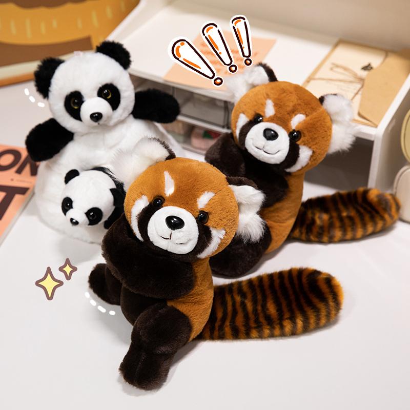 Highland Cow Red Panda Plush Backpacks Cute Panda Plushies Kawaii Clap Ring Wristband Halloween Birthday Gifts