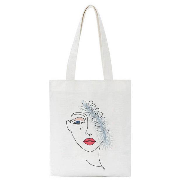 New Fashion Aesthetics Abstract Canvas Women Bag Large Capacity Casual Print Academy Harajuku Ins Chic Vintage Art Shoulder Bags