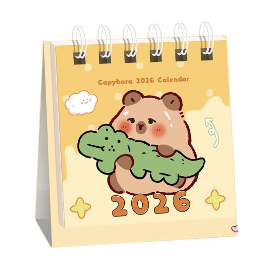 Мини настольный календарь на 2026 год Каваи Дельфин Медведь Кот Изображения Офисный декор со спиральным переплетом