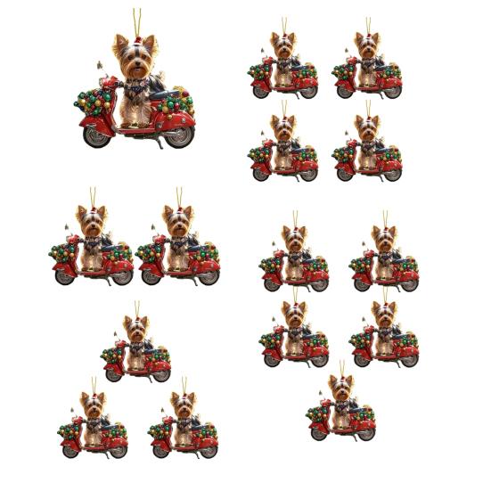 Рождественское украшение для машины в виде собаки, 2D плоская акриловая подвеска, шарм для зеркала заднего вида, реалистичный щенок, декор для поездок на машине, подарок для любителя щенков