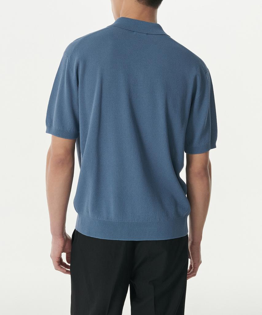 MUSINSA STANDARD Cool Touch Slit Neck Knitted Polo Shirt [Blue Grey]