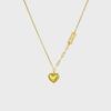 Asymmetric Heart-Shaped 18K Gold Titanium Steel Necklace for Women - Luxury Clavicle Chain