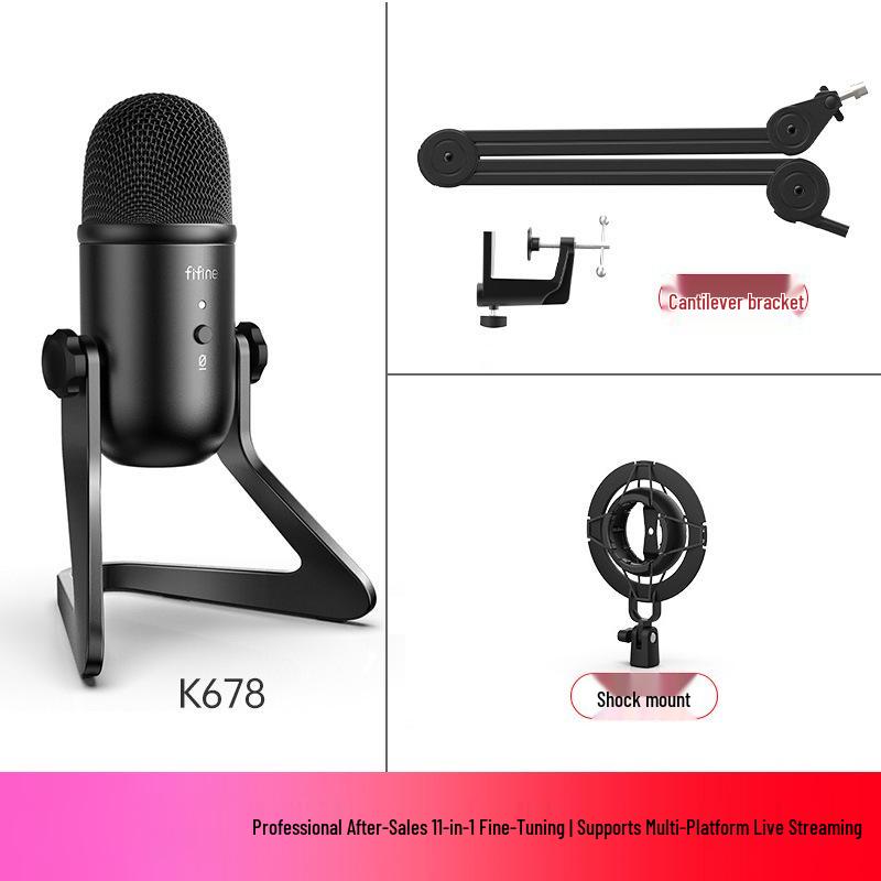 FIFINE K678 Профессиональный конденсаторный микрофон для настольного стриминга, записи и игр