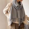 200*70 см Высококачественный однотонный искусственный кашемировый шарф Осень-зима с принтом Теплая шаль для женщин Подарок