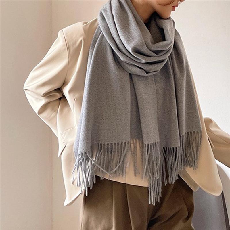 200*70 см Высококачественный однотонный искусственный кашемировый шарф Осень-зима с принтом Теплая шаль для женщин Подарок