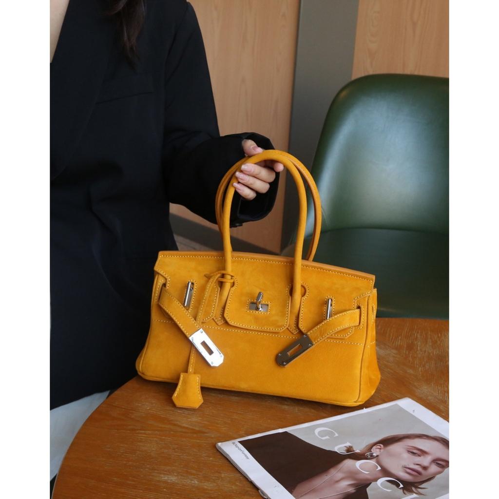 30 см горизонтальная низкая версия бархатная платиновая сумка, сумка на предплечье из матовой коровьей кожи первого слоя (H01BK)