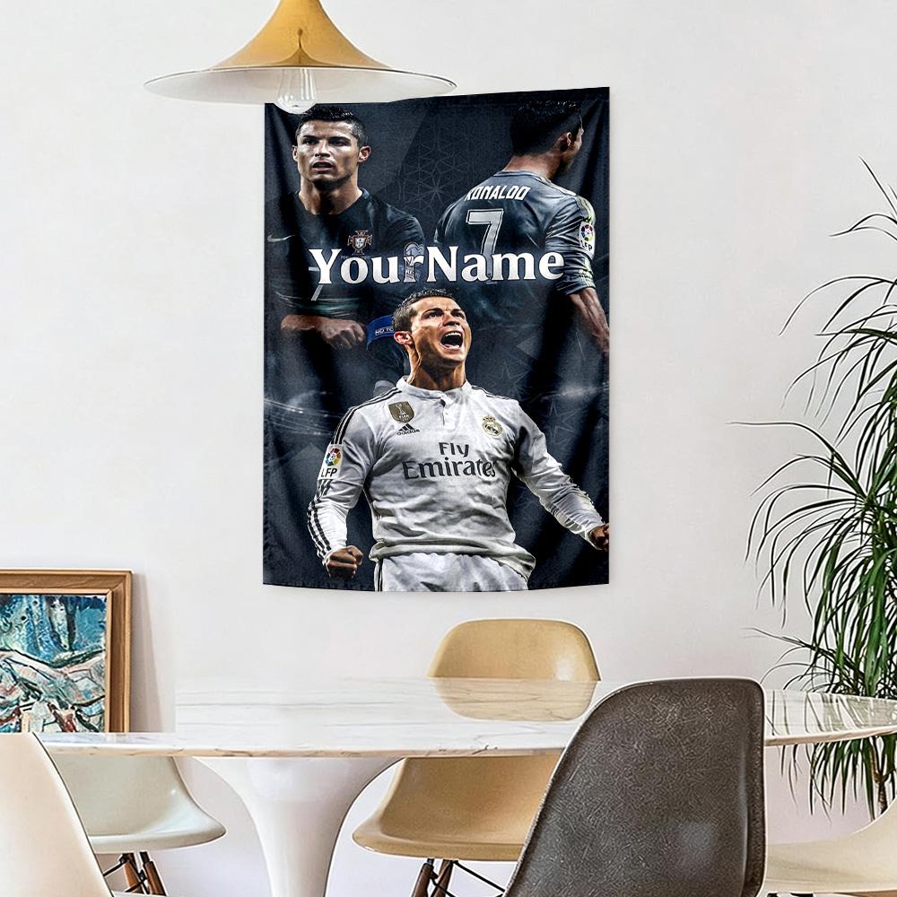 Cristiano Ronaldo Custom Your Name Wall Decor Tapestry Art For Pet Memorial Birthdaywedding Party Backdrop Family Gift