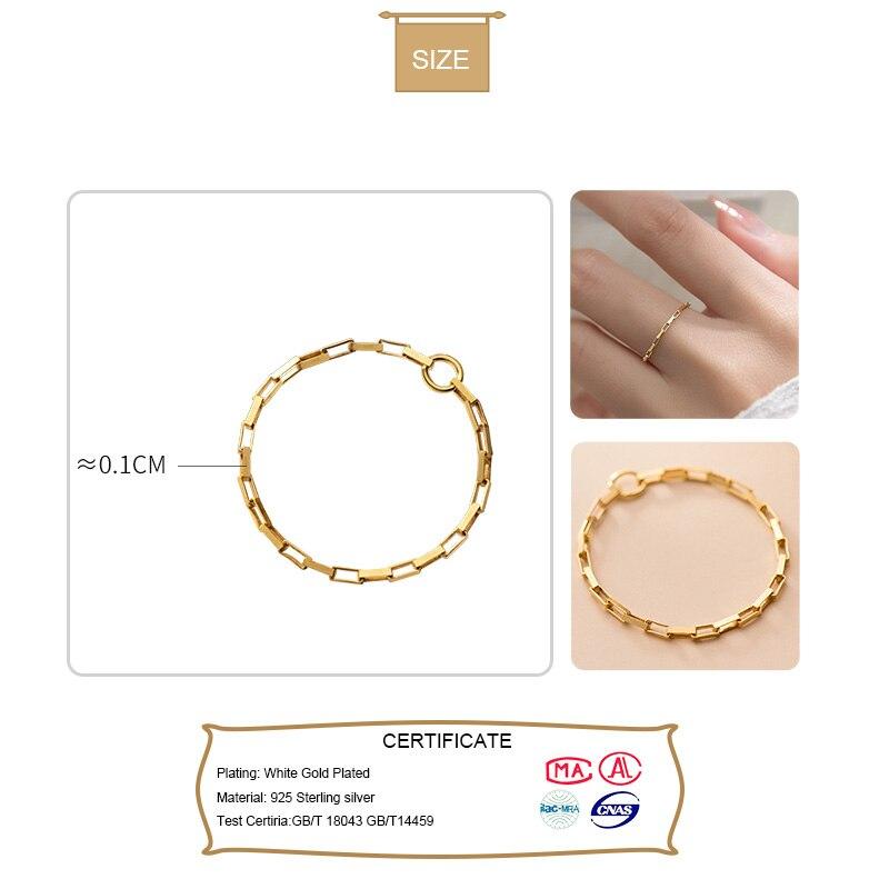 Trustdavis Настоящее серебро 925 пробы минималистская модная золотая цепочка размер 7 кольца для женщин свадебная вечеринка изысканные ювелирные изделия S925 DS1166