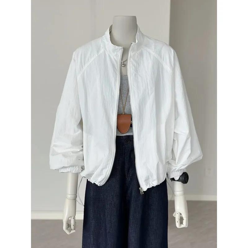 Корейская женская куртка с длинными рукавами и солнцезащитным кремом, весна-лето, женская спортивная куртка для отдыха, пальто, однотонная тонкая женская верхняя одежда