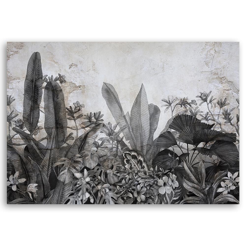 Canvas Print, Exotic Leaves On Concrete Background