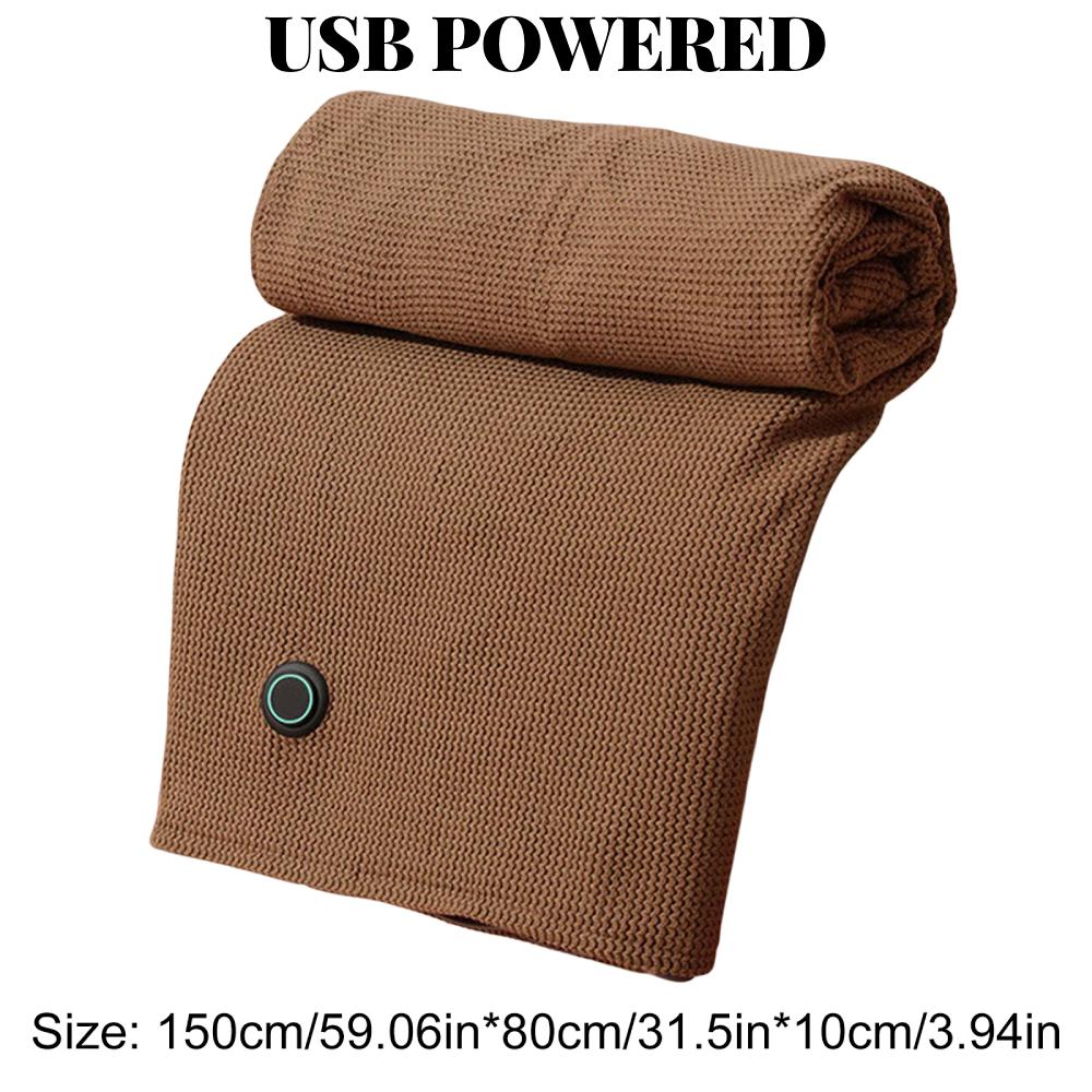 Wearable Electric Heated Blanket with 3 Heating Levels USB Heating Blanket Soft Zipper Heated Blanket Shawl Winter Warmer Scarf