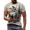 Мужская футболка с рисунком волка, модный топ с круглым вырезом и короткими рукавами