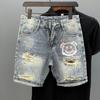 Man Denim Shorts Graphic Hip Hop Multi Color Short Jeans Pants for Men Korean Fashion Xl Vintage Thin Trend Summer Jorts