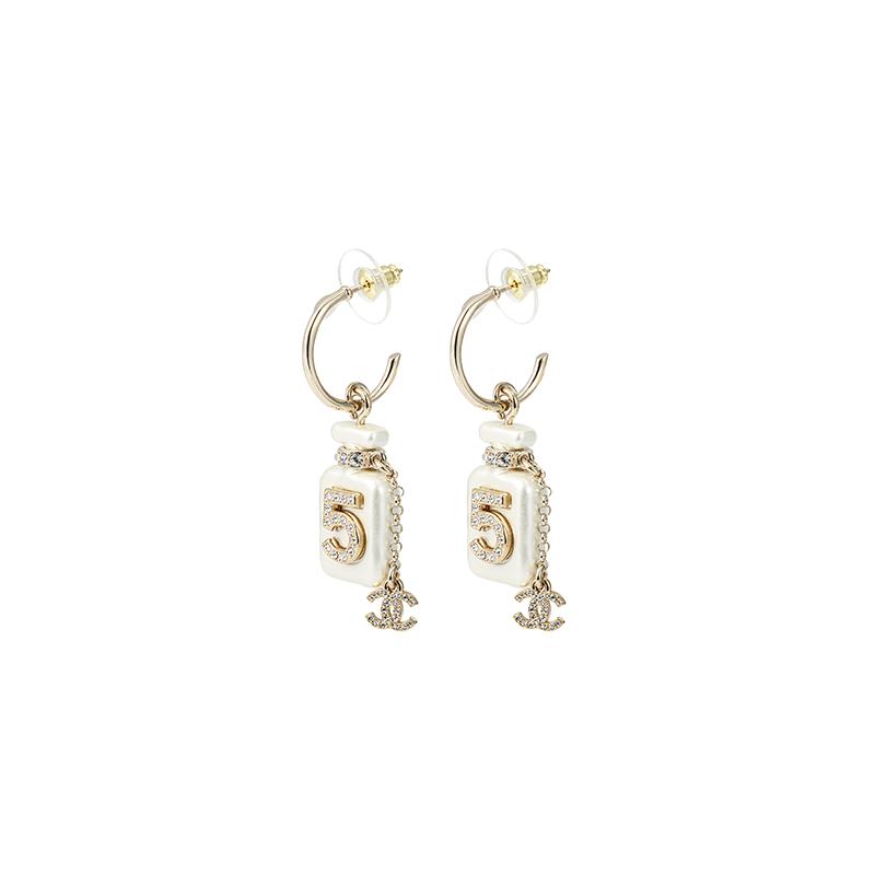 Chanel Металлические серьги с жемчугом и стразами, цифры, женские, белые