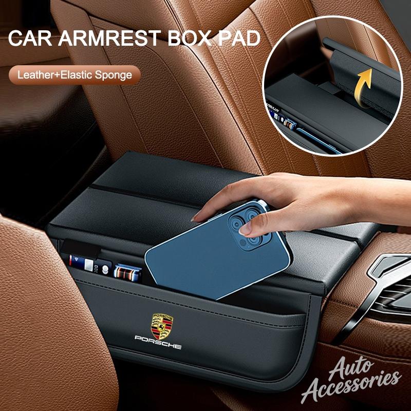 Car Styling Armrest Box Pad Center Console Arm Rest Storage Pocket For Porsche Cayenne Panamera Macan Boxster 911 Carrera-GT 928 FE3