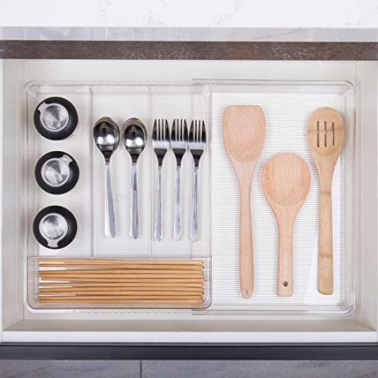 Benzoyl Extendable Cutlery Tray for Sliding Cutlery Drawer Kitchen Small Item Transparent Drawers, Case, Storage, Storage, Storage,
