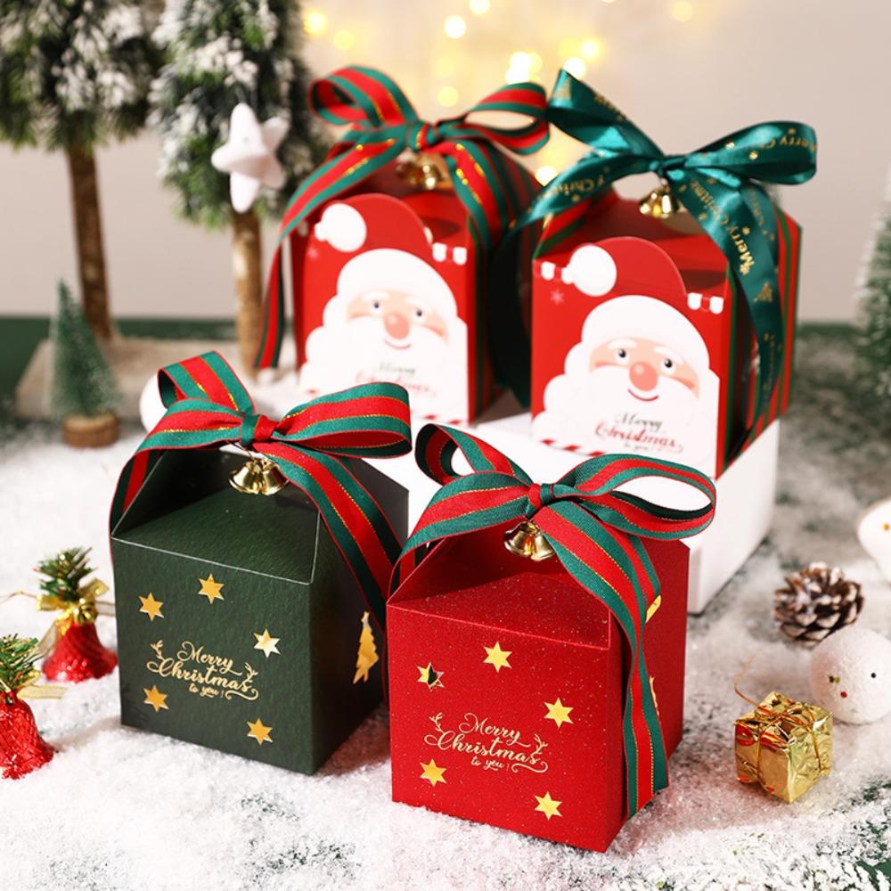 6PCS Square Christmas Candy Box Glitter Chocolate Box High-end Christmas Gift Packing Box Bakery