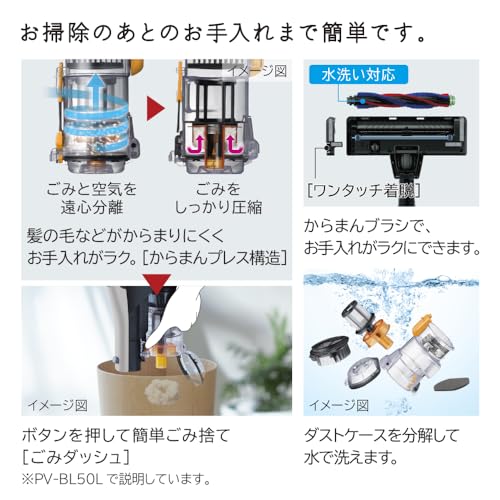 Stick Vacuum Cleaner [Cyclone/Cordless] Light Gold Hitachi PV-BL50L-N