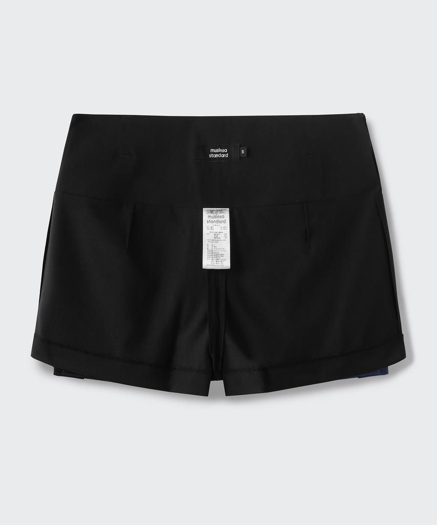 Musinsa Standard Женская женская мини-юбка плиссированная с низкой посадкой Scotts [Черный]